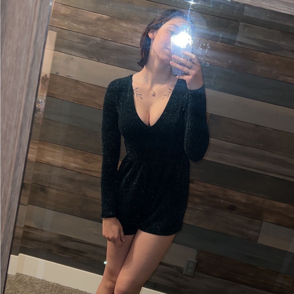 Charlotte Russe green long sleeve romper